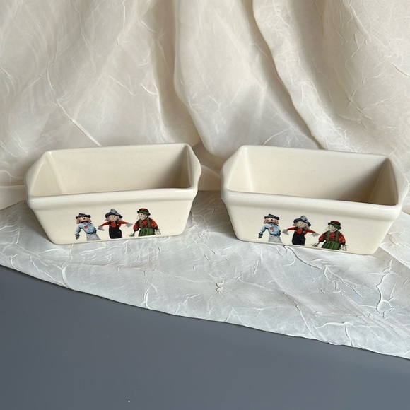 Mini Loaf Pans Ceramic Harvest Scarecrow set of 2 - Picture 1 of 8